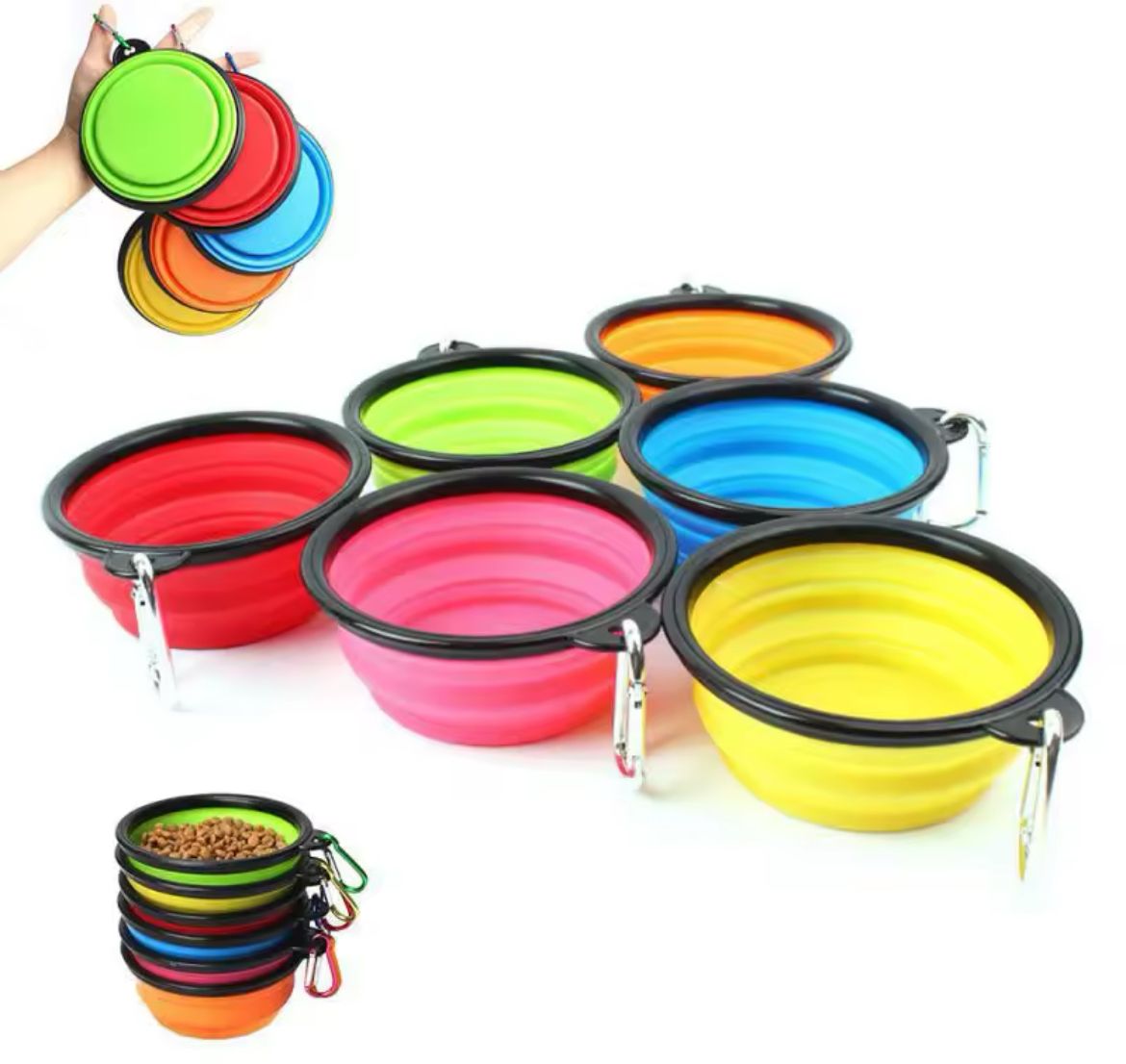 Collapsible Silicone Dog Bowl - Portable Travel Bowl for Pets
