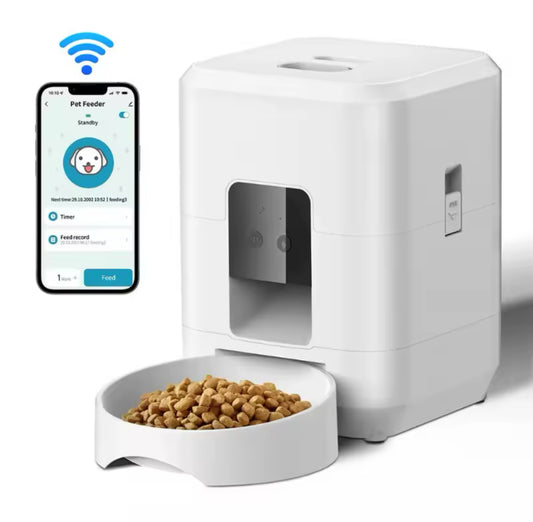 Smart Automatic Pet Feeder with WiFi App Control – Timed Dog & Cat Food Dispenser